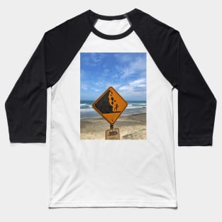 Falling Rocks Warning Sign - San Diego California Beach Baseball T-Shirt